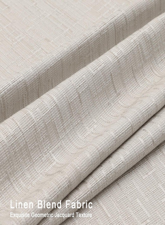 JSFLY Jacquard Linen Curtains 84 inch Length 2 Panels Thick Faux Linen Blended Window Drapes Burlap Textured Curtains with Grommet for Living Room Bedroom Farmhouse (52x84 Beige) Natural - Image 4